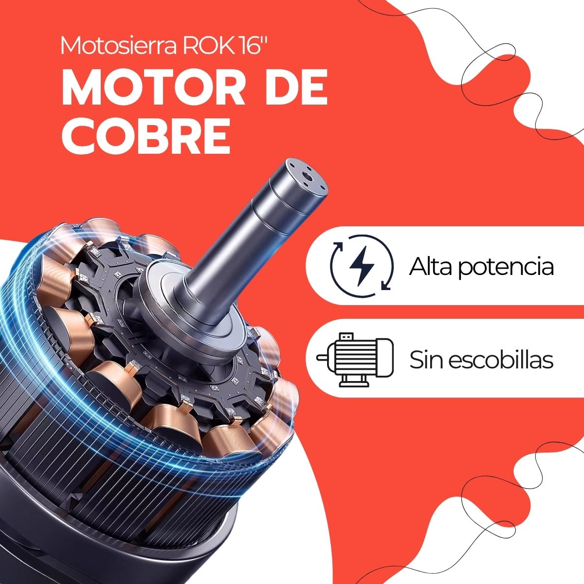 Motosierra Eléctrica ROK Inalámbrica 16'' + Funda Protectora