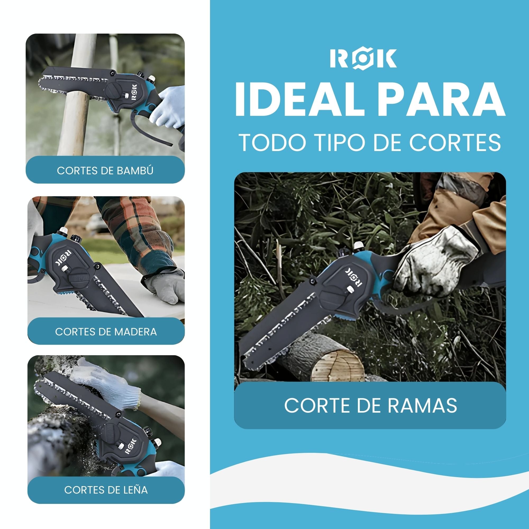 Electrosierra Motosierra inalámbrica 6"+Pantalla+ 2 baterías