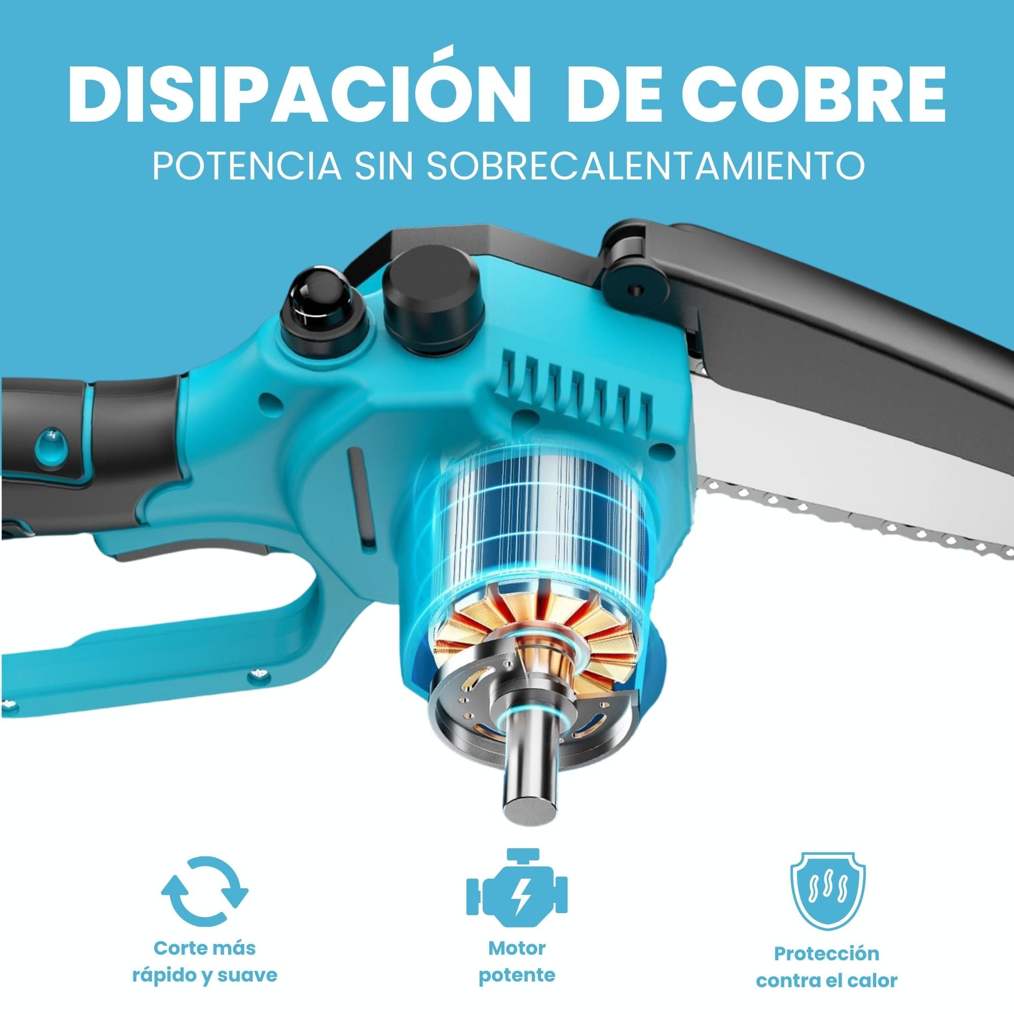 Electrosierra Motosierra inalámbrica 6"+Pantalla+ 2 baterías