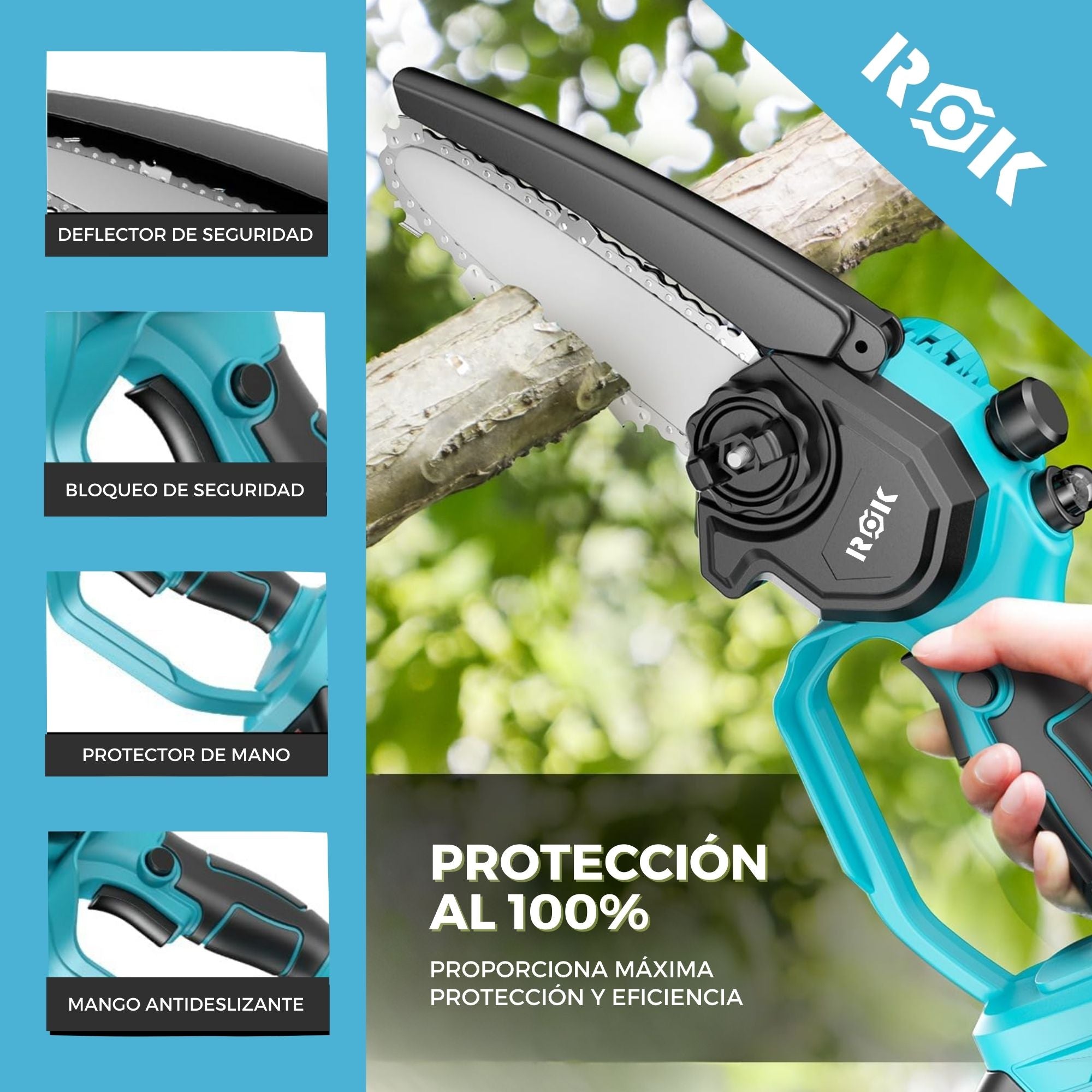 Electrosierra Motosierra inalámbrica 6"+Pantalla+ 2 baterías