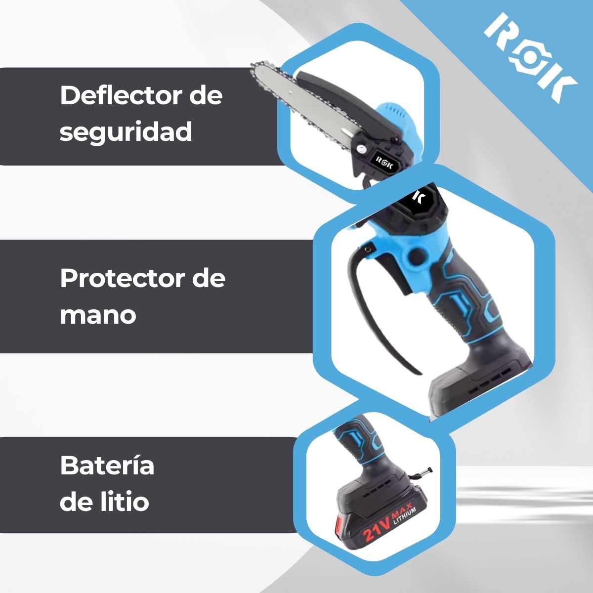 Motosierra de Mano eléctrica Inalámbrica de 6" + 2 Baterías