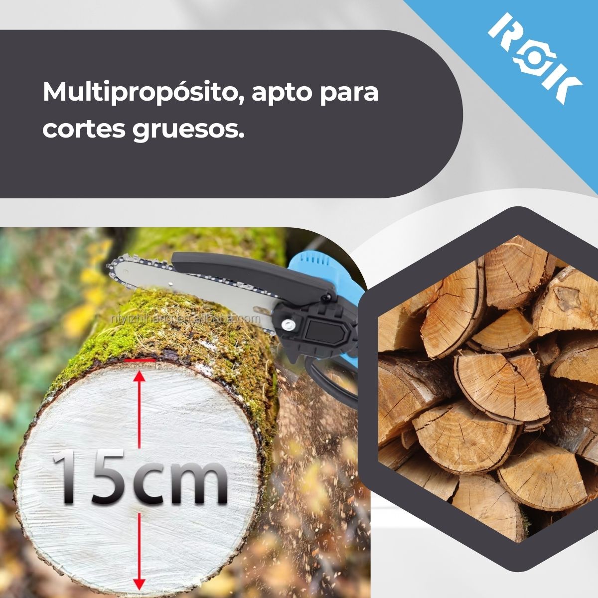 Motosierra de Mano eléctrica Inalámbrica de 6" + 2 Baterías