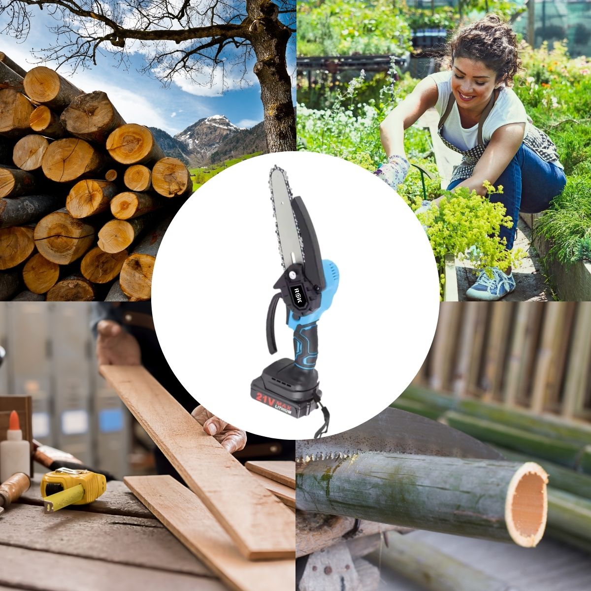 Motosierra de Mano eléctrica Inalámbrica de 6" + 2 Baterías