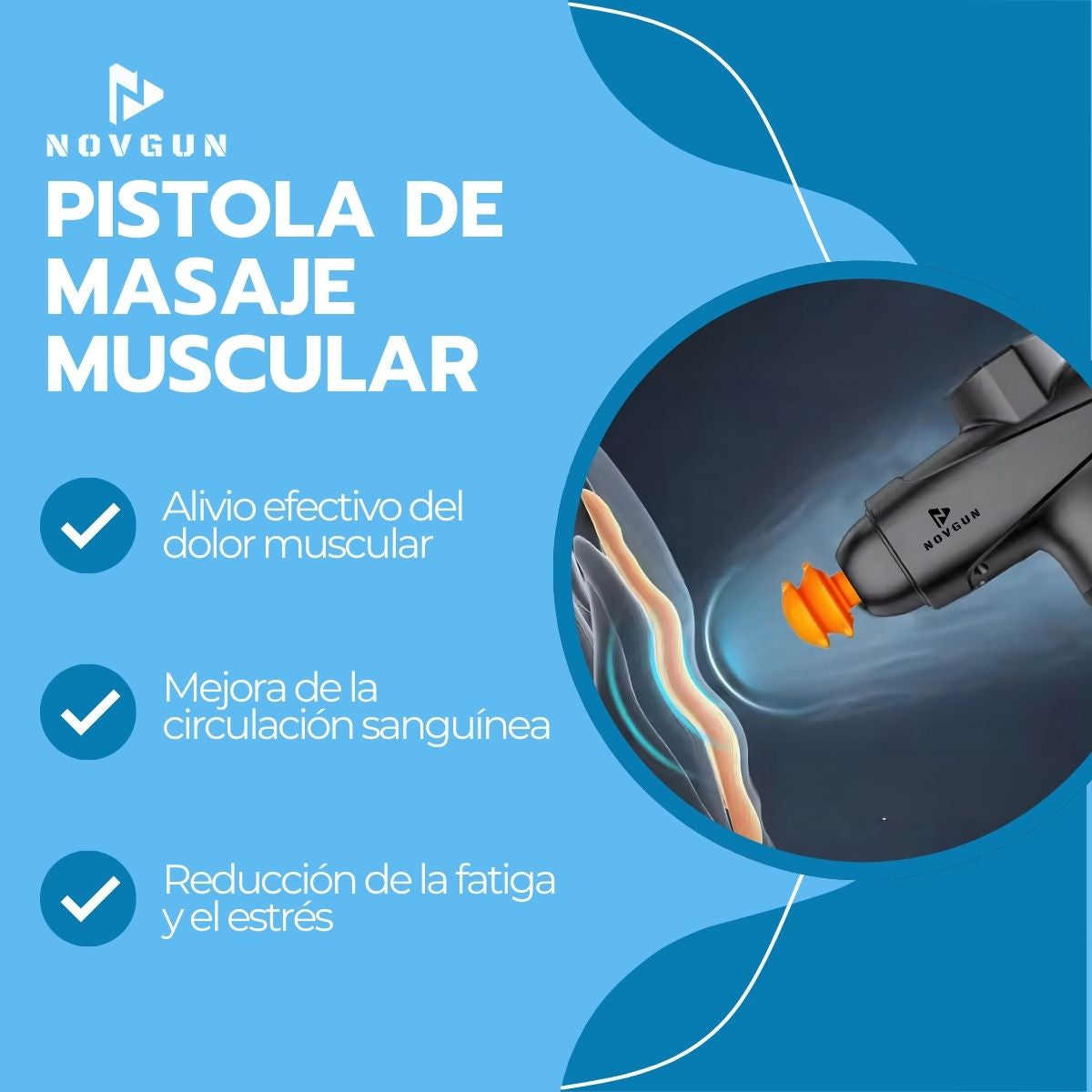 Pistola de Masajes Descontracturante Gun Kine + 11 Cabezales