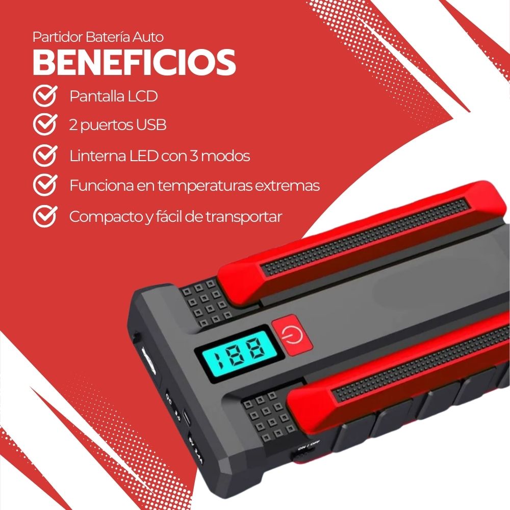 Partidor Batería Auto Arrancador De Emergencia Autos 12v