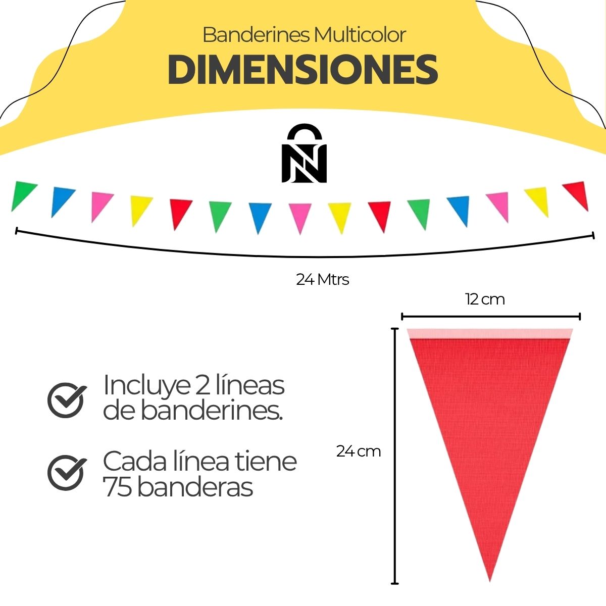 Banderines Multicolor 80mm x150 para Fiestas y Cumpleaños