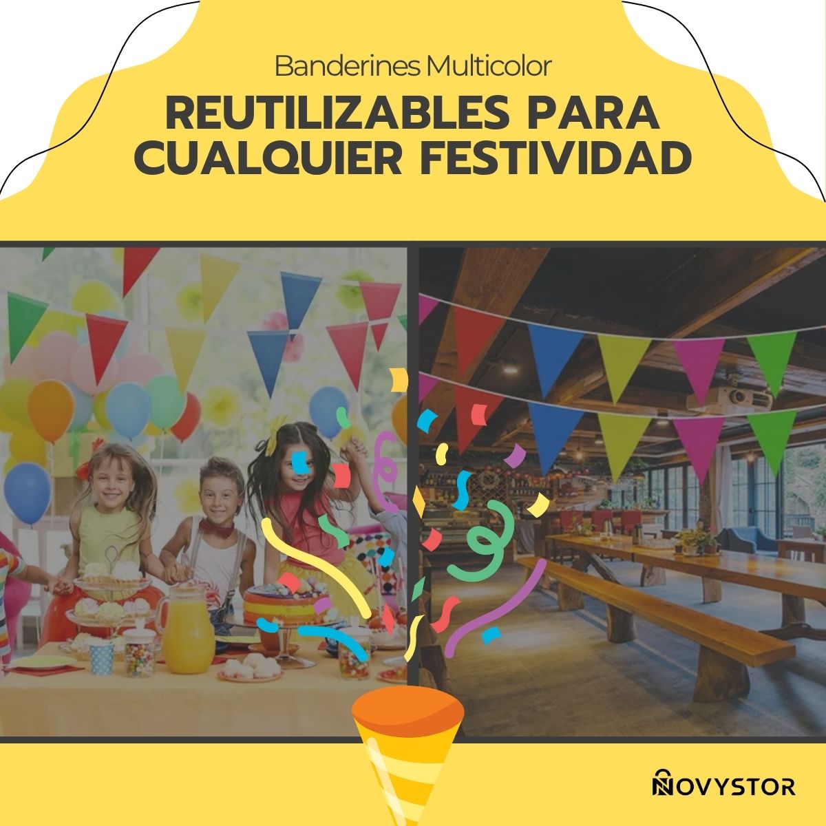 Banderines Multicolor 80mm x150 para Fiestas y Cumpleaños