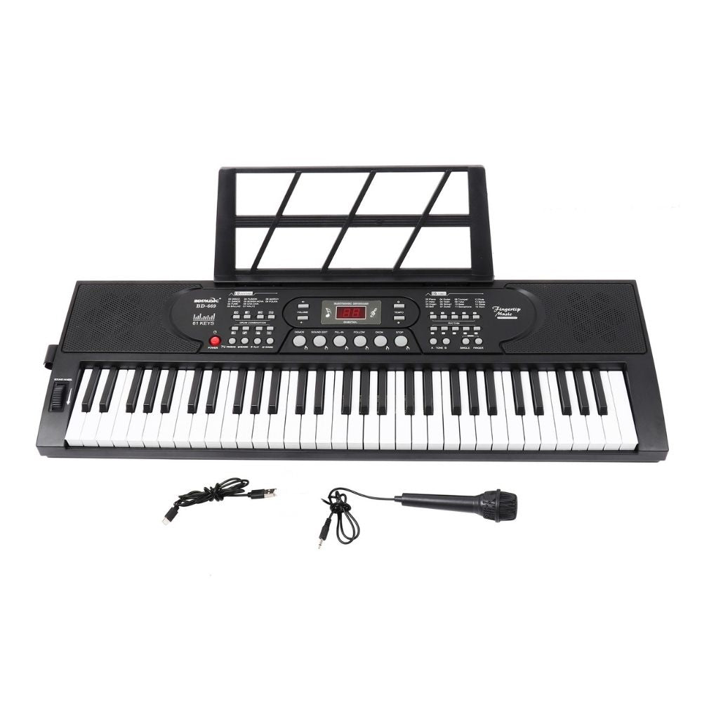 Teclado Musical Portátil 61 Teclas con Micrófono Incluido