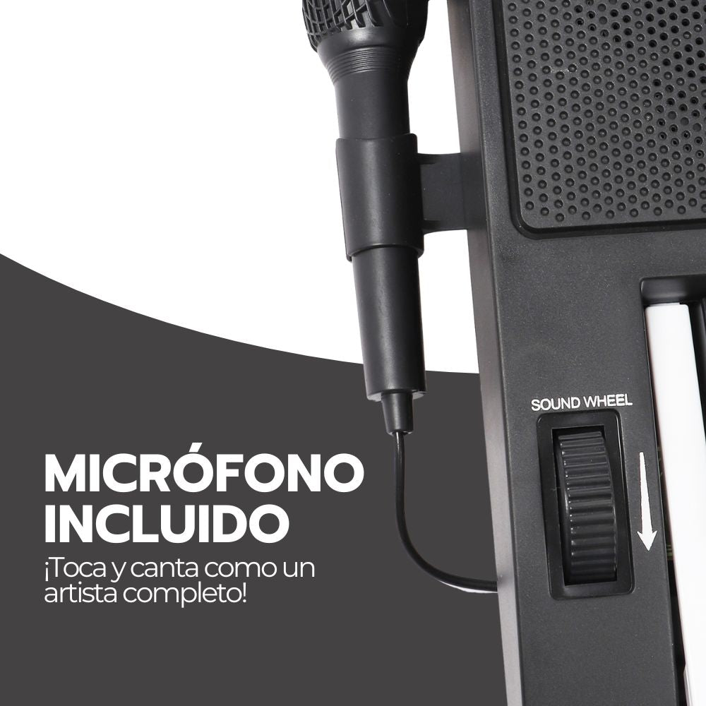 Teclado Musical Portátil 61 Teclas con Micrófono Incluido