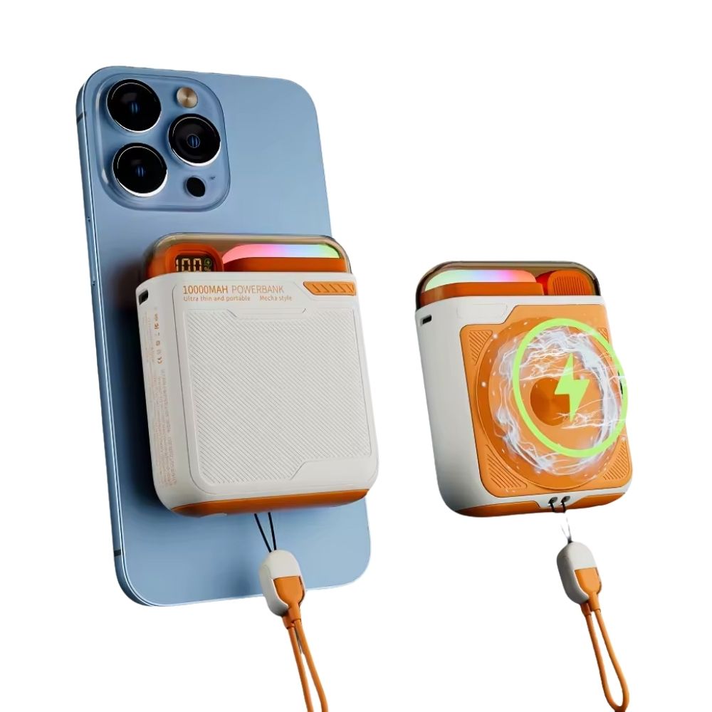 Power Bank Magnético 10000mAh de Carga Inalámbrica y Luz LED
