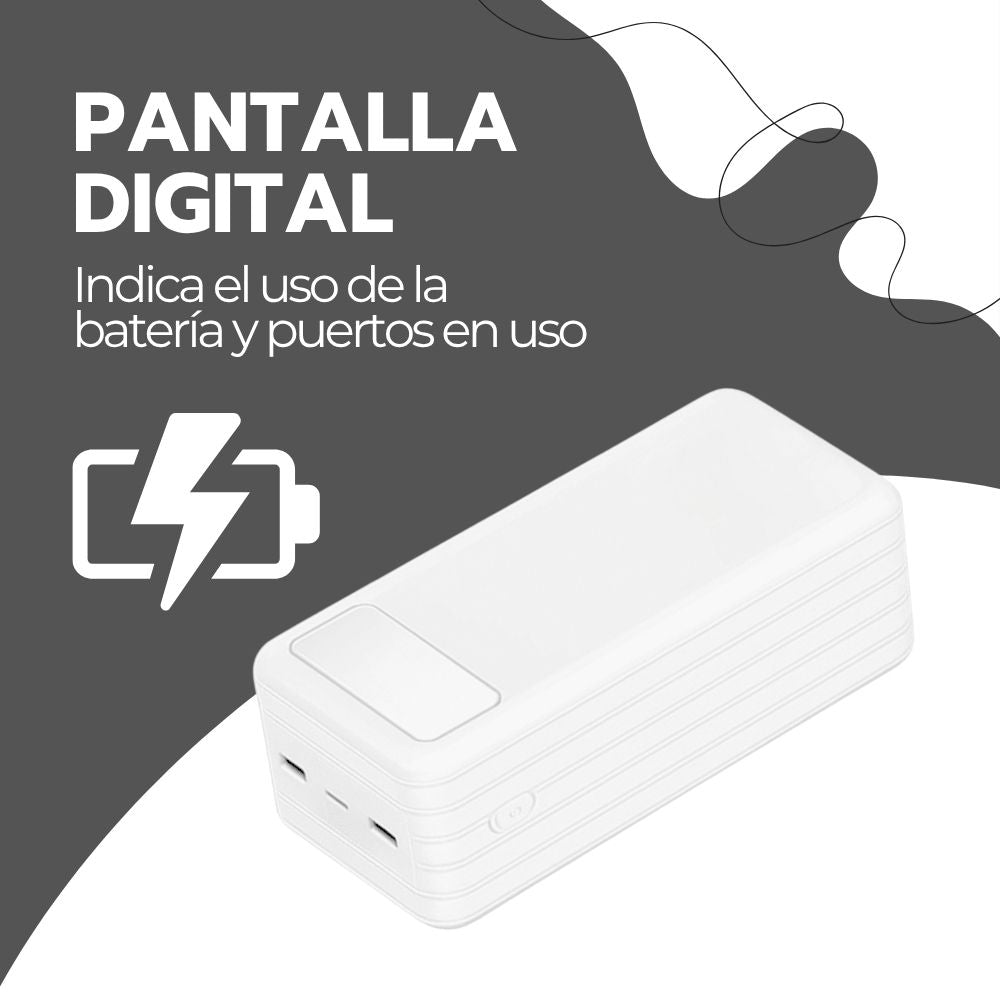 Power Bank 30000mAh Carga Rápida Portátil USB-C