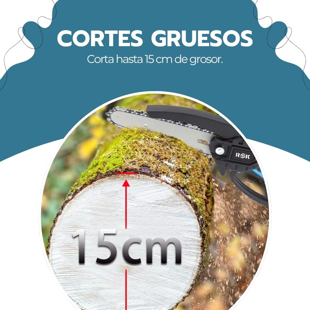 Motosierra ROK Inalámbrica 6″ 48V Portátil con Baterías