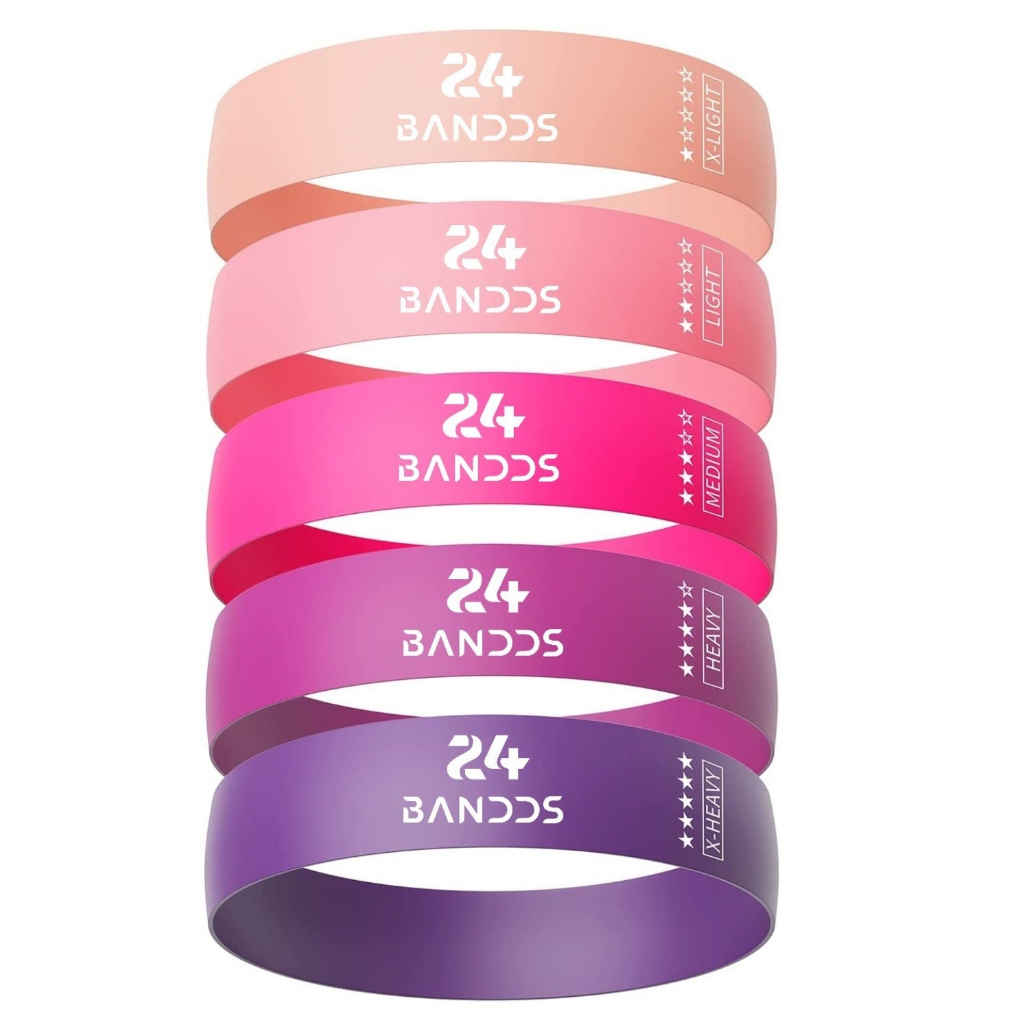 Kit 5 Bandas elasticas de resistencia rosa fitness + Bolso
