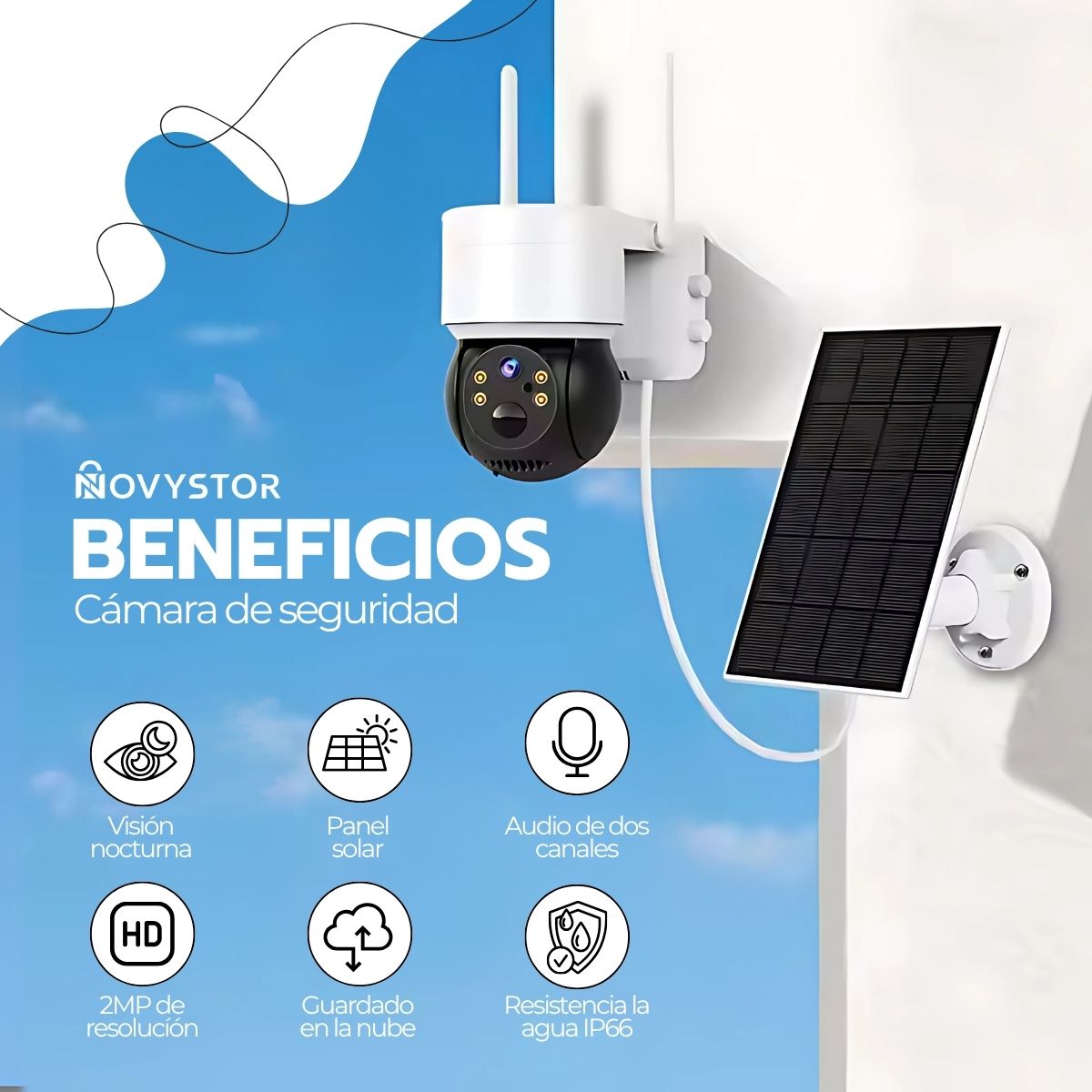 Cámara Seguridad Solar Gun Ball 1080P IP66 Wifi