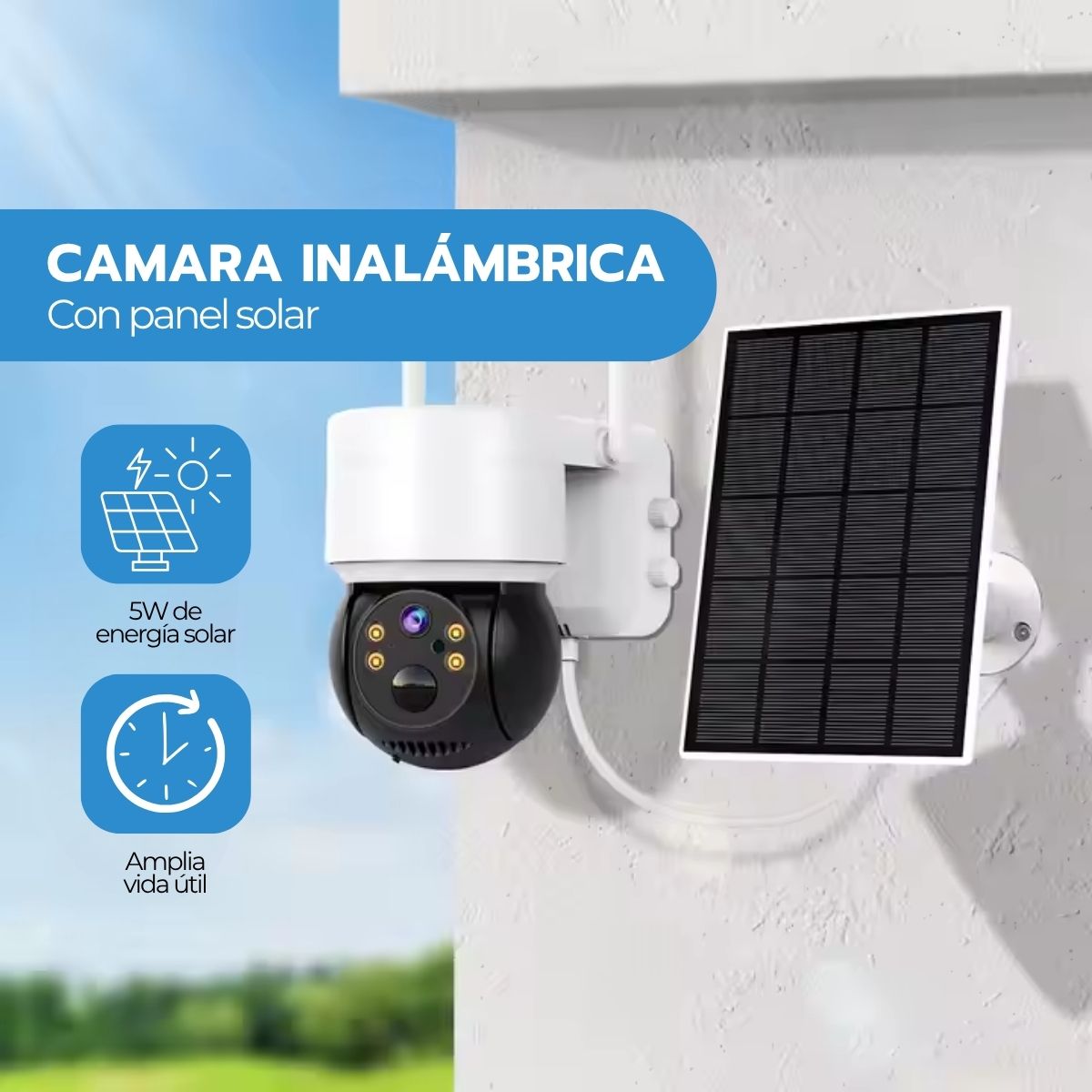 Cámara Seguridad Solar Gun Ball 1080P IP66 Wifi