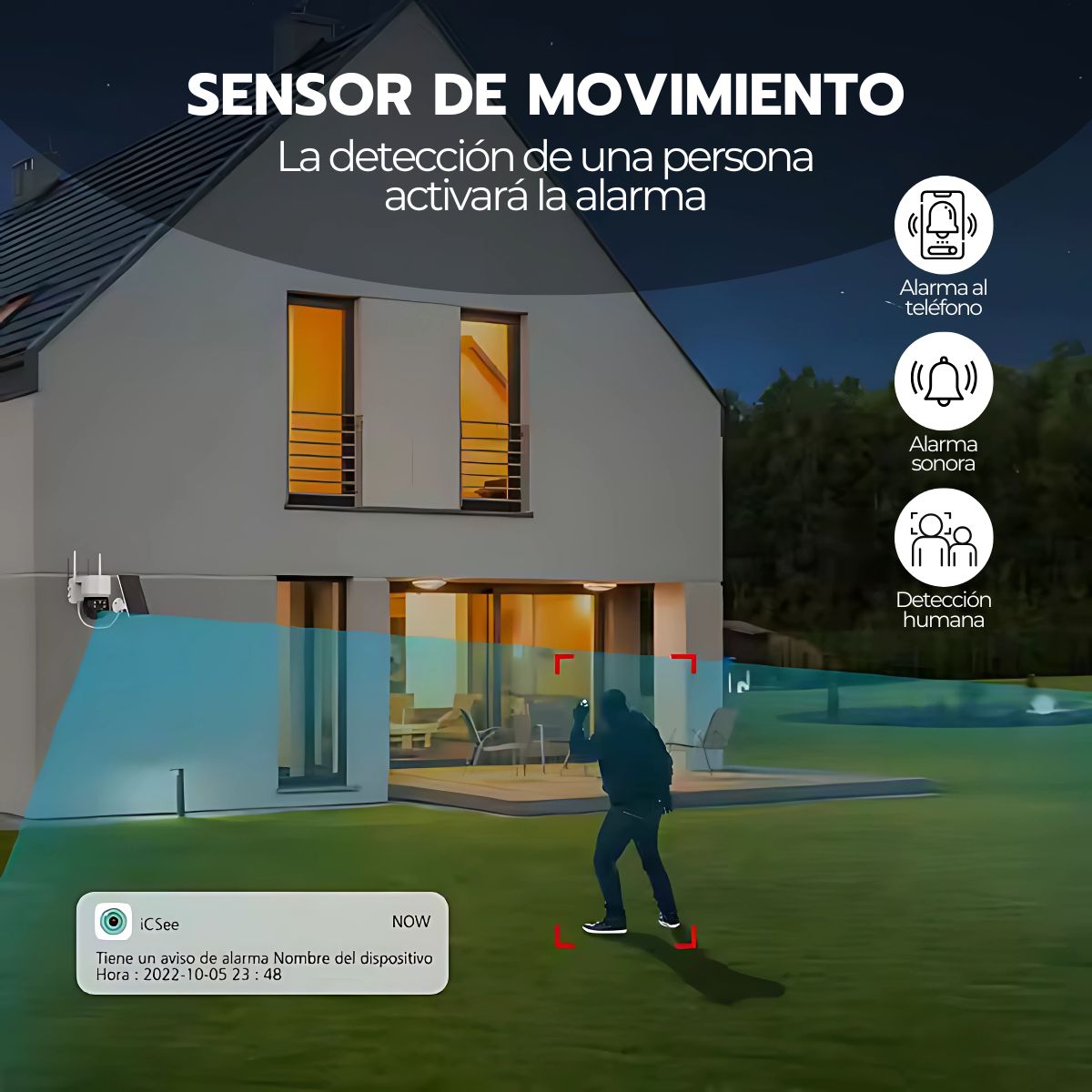 Cámara Seguridad Solar Gun Ball 1080P IP66 Wifi