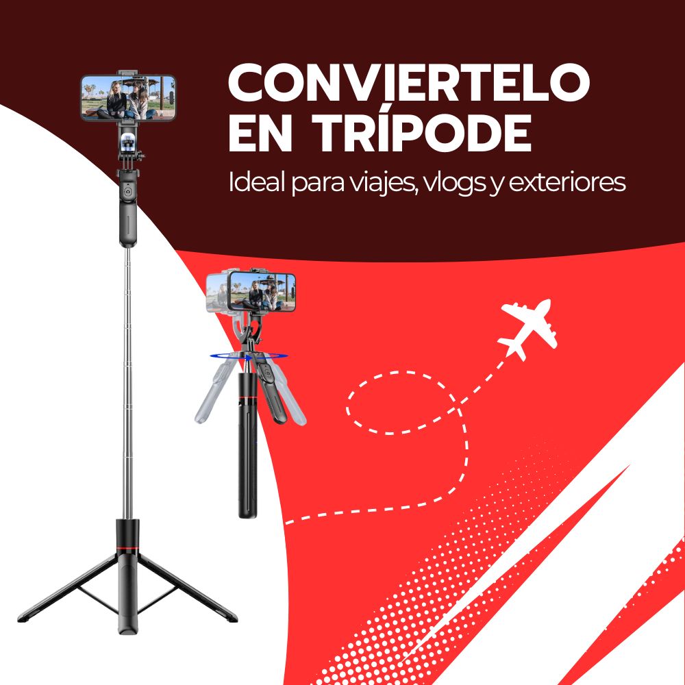 Palo Selfie Extensible Con Trípode y Rotación 360°