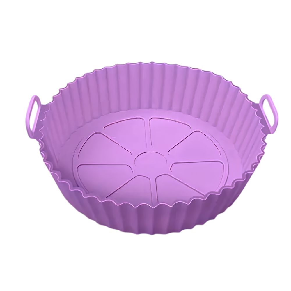 Cesta Silicona Freidora Aire Bandeja Rosa Circular