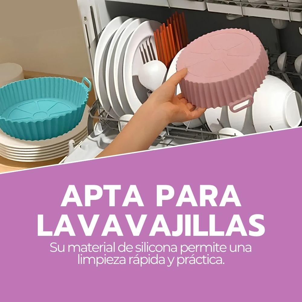 Cesta Silicona Freidora Aire Bandeja Rosa Circular