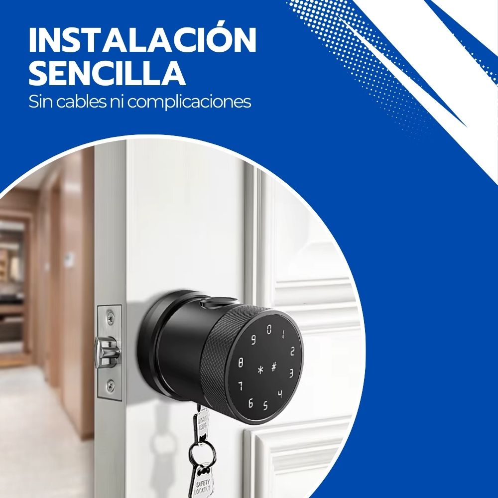 Cerradura Digital Inteligente Circular Acero, huella y Clave