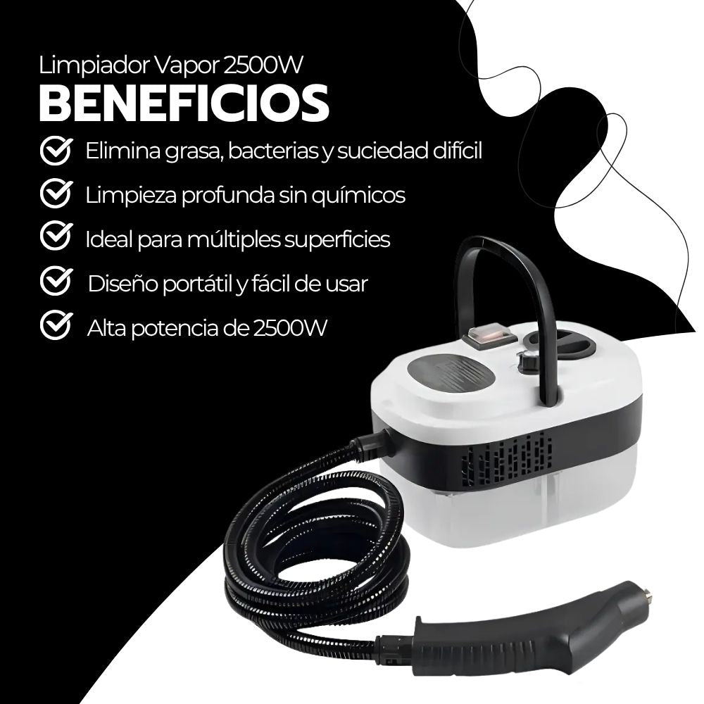 Limpiador Vapor 2500W Alta Presión Cocina Baño Auto