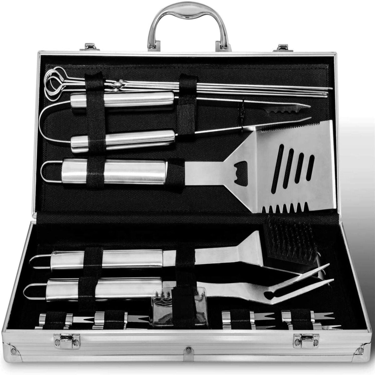 Set Parrillero Asado Barbacoa 18 Pcs En Maleta Kit Parrilla