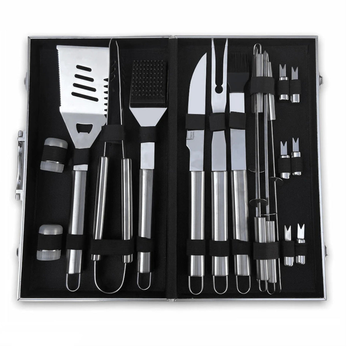 Set Parrillero Asado Barbacoa 18 Pcs En Maleta Kit Parrilla