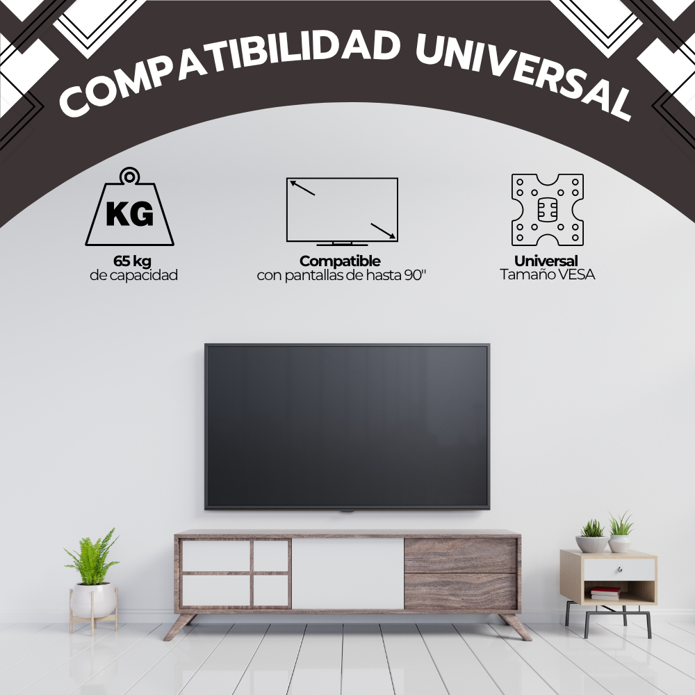 Soporte TV Full Motion 26–90" Acero Reforzado Giro 120