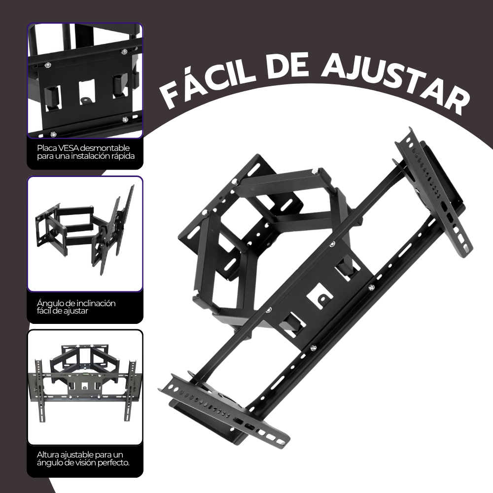 Soporte TV Full Motion 26–90" Acero Reforzado Giro 120