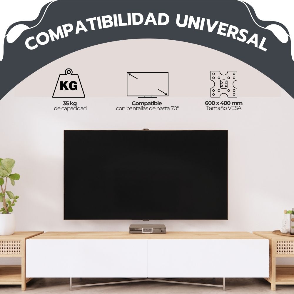 Soporte TV Articulado de Pared 32-70 Pulgadas Acero 35Kg