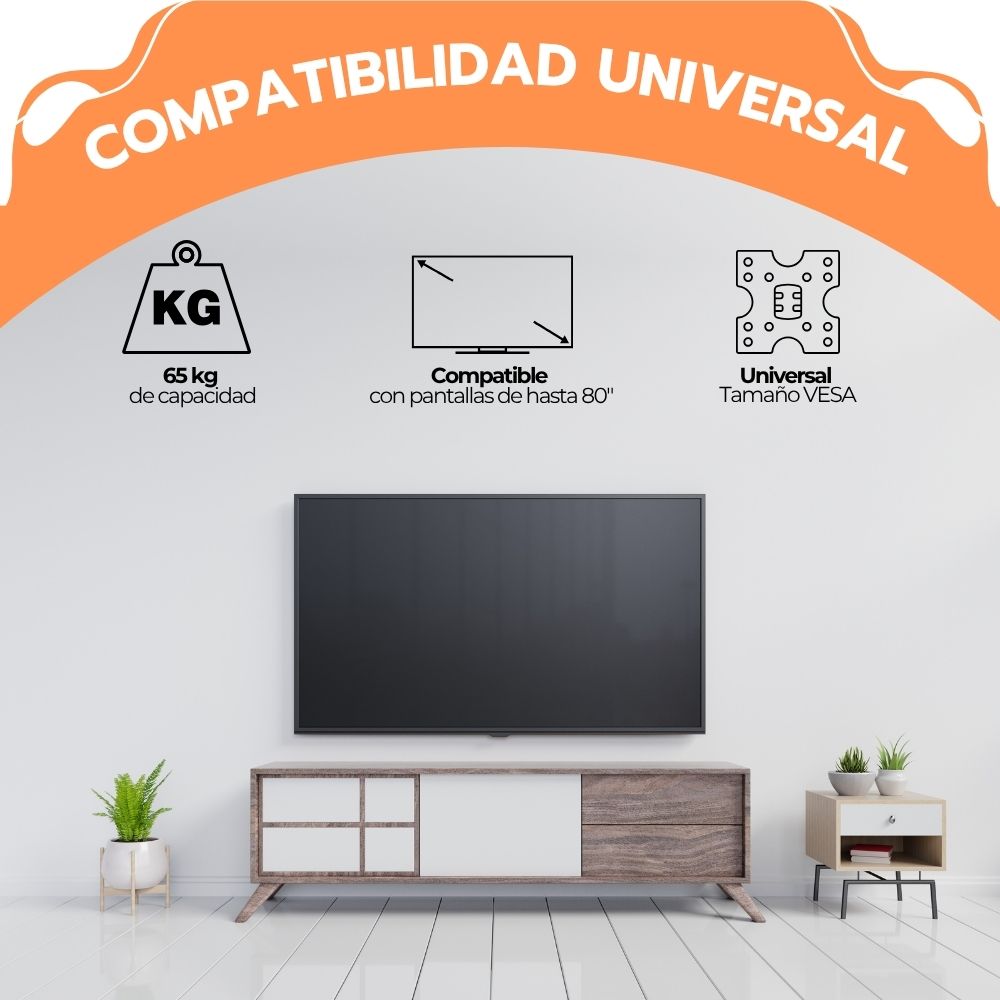Soporte TV Doble Brazo 32-80" Articulado Acero Resistente