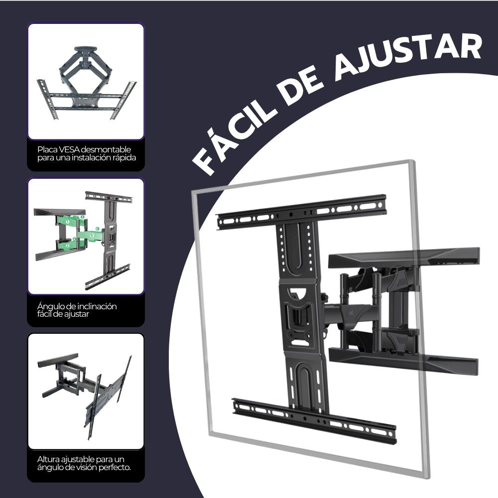 Soporte TV Full Motion 40–80" Acero Reforzado Giro 180°