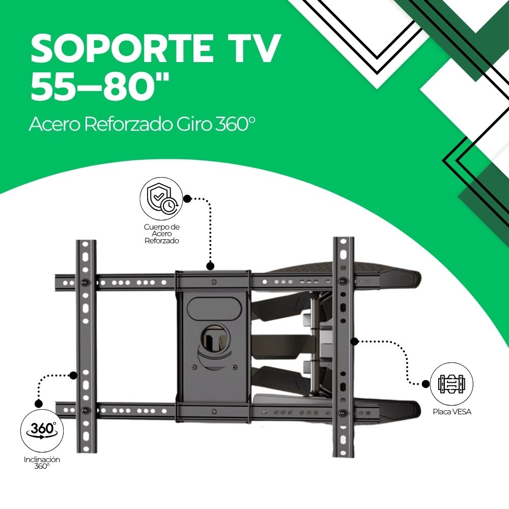 Soporte TV Profesional 55-85" Acero Reforzado 360°