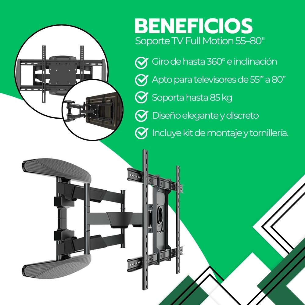 Soporte TV Profesional 55-85" Acero Reforzado 360°