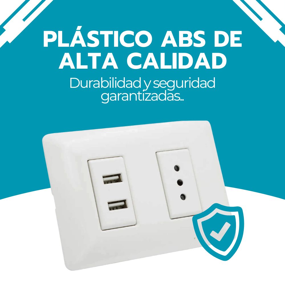 Enchufe Toma Corriente + 2 Puertos USB Blanco Carga Rápida