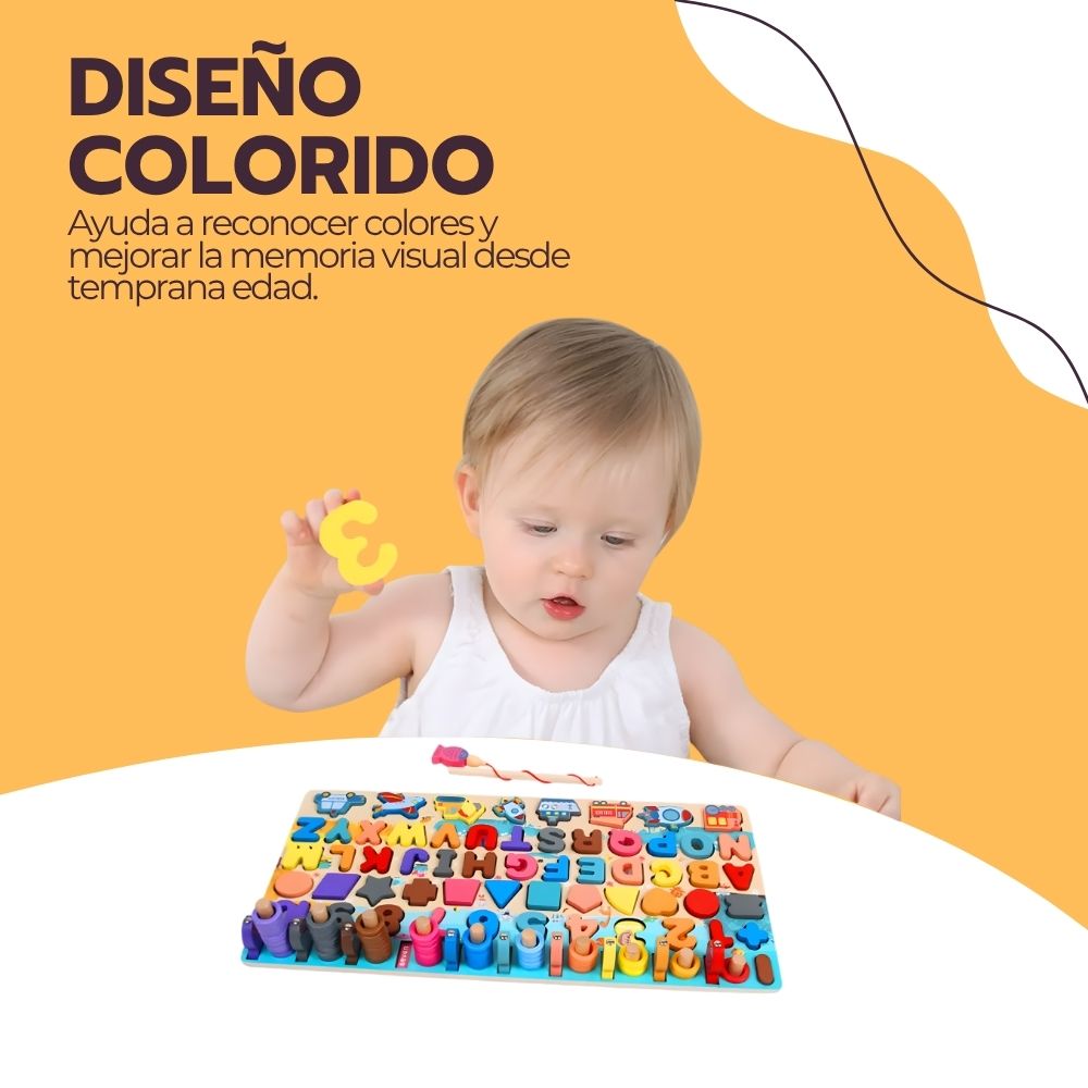 Tablero Educativo Infantil Monterossi 7 en 1 de Madera