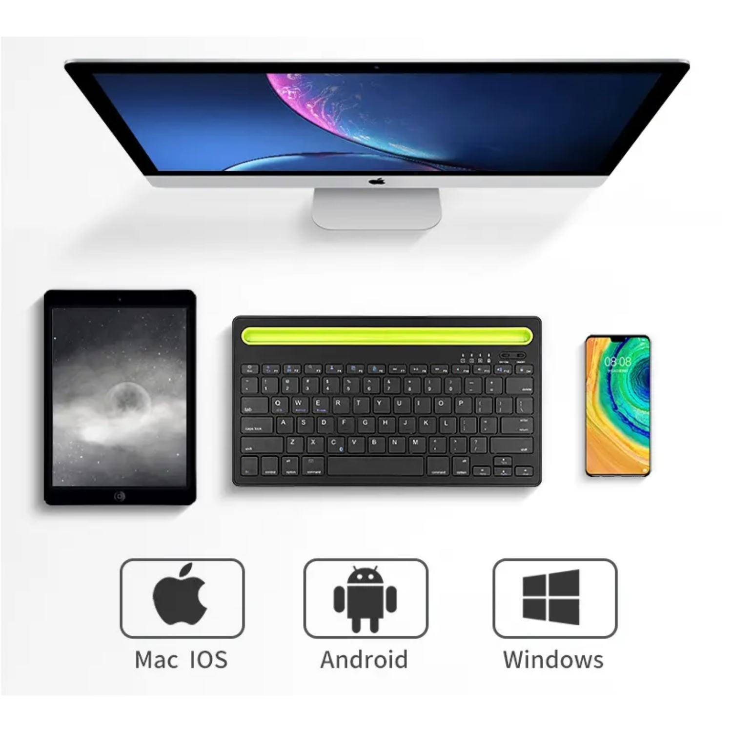 Teclado universal inalámbrico para ipad, PC, móvil y tablet