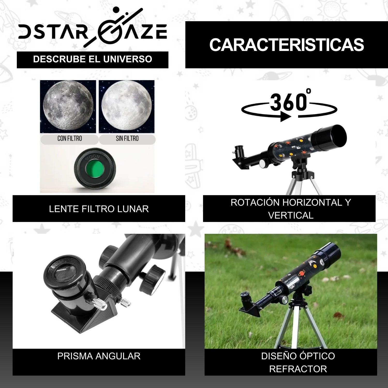Telescopio Astronómico Profesional F36050m diseño espacial