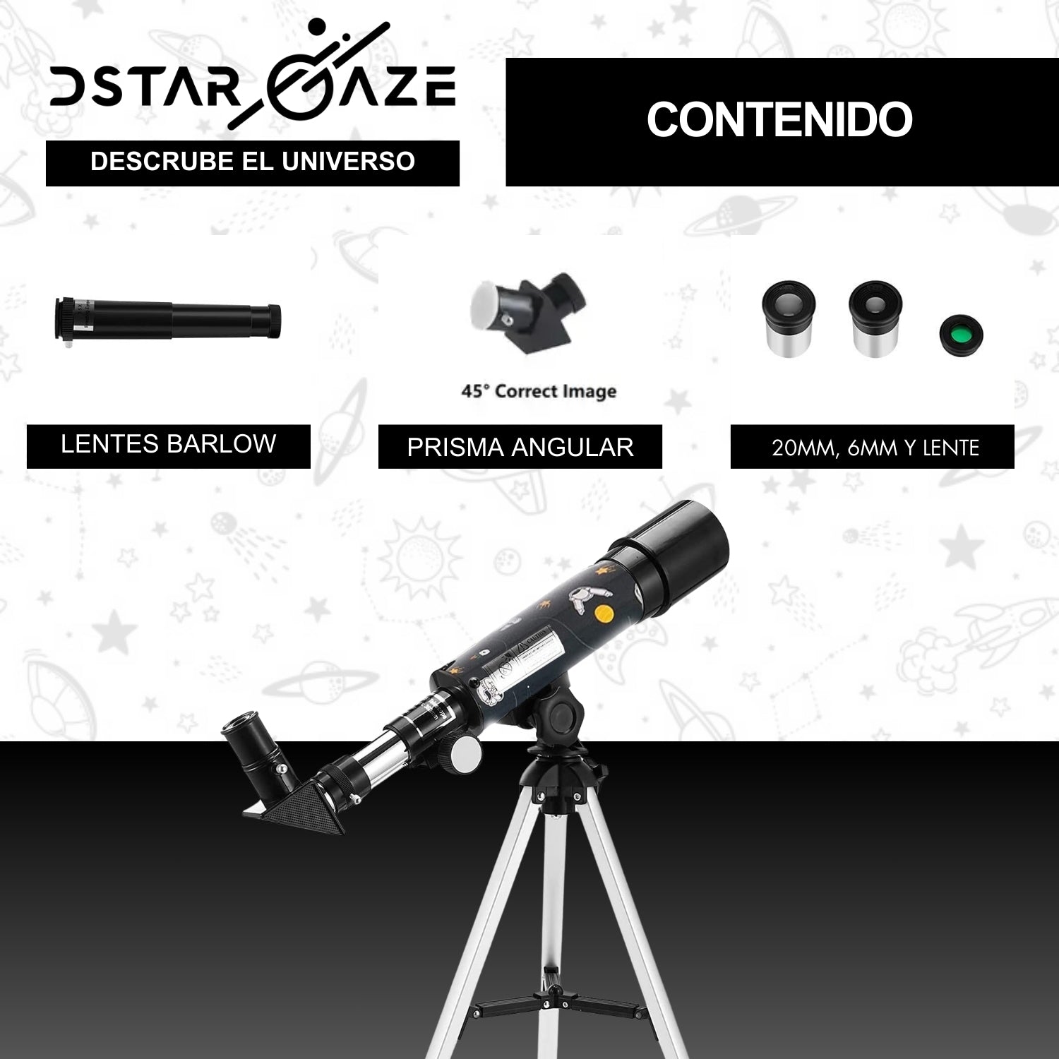 Telescopio Astronómico Profesional F36050m diseño espacial