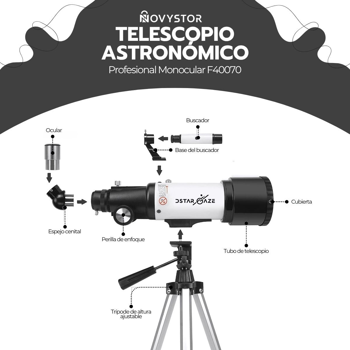 Telescopio Astronómico Profesional Monocular F40070