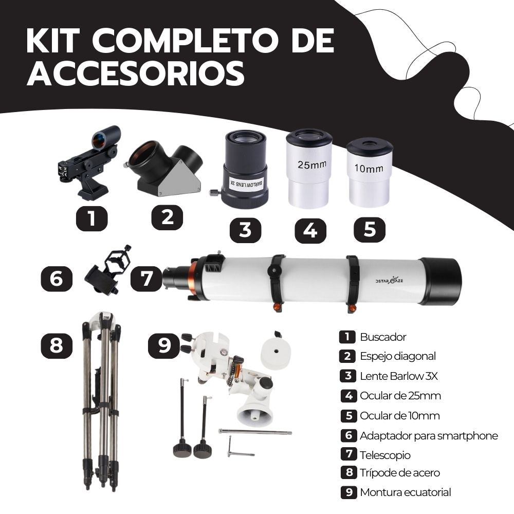 Telescopio Astronómico Refractor 120900-R Portátil