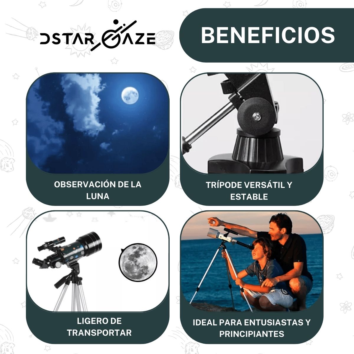Telescopio Astronómico 30070m con Diseño Espacial