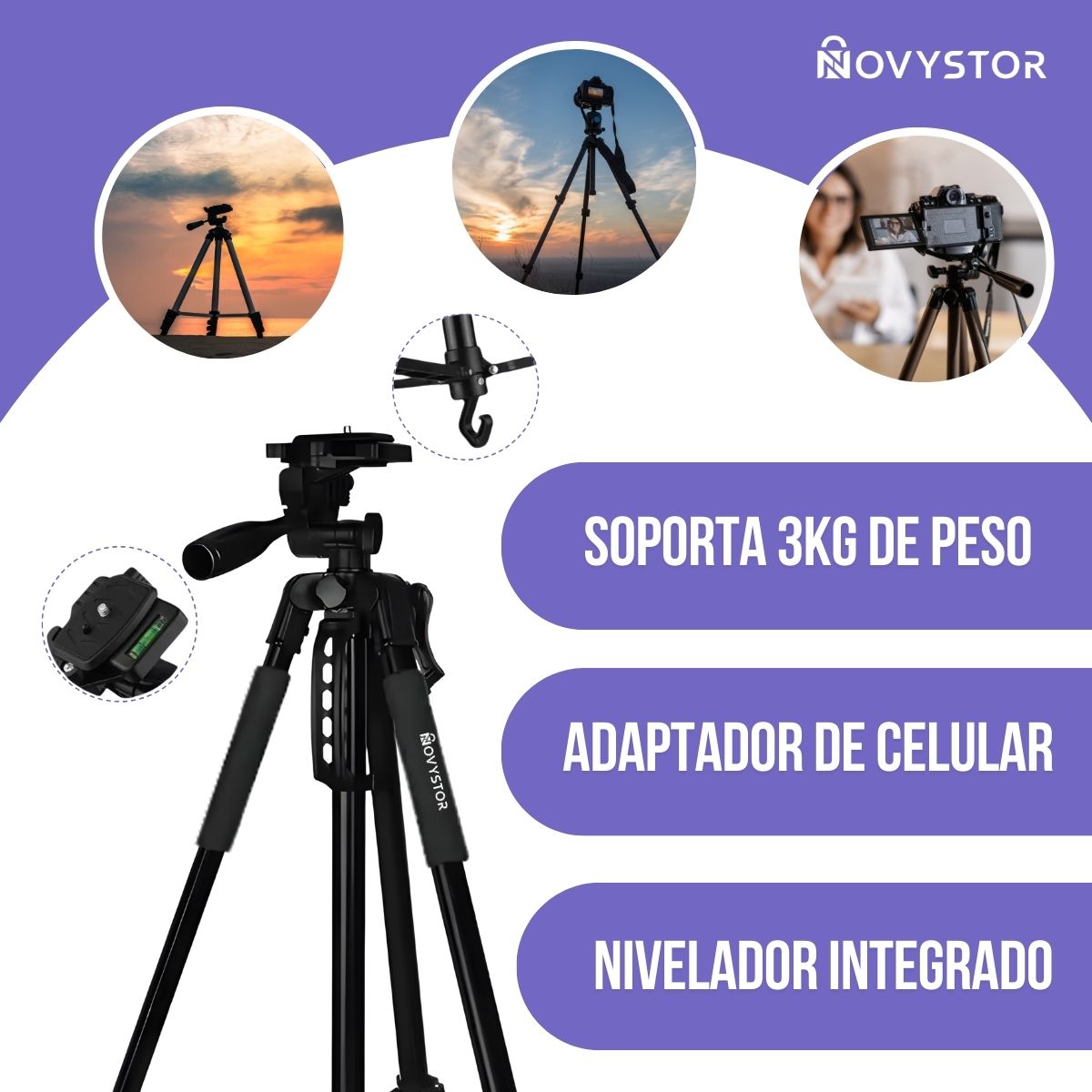 Trípode Profesional compatible con Celular Bolso + Adaptador