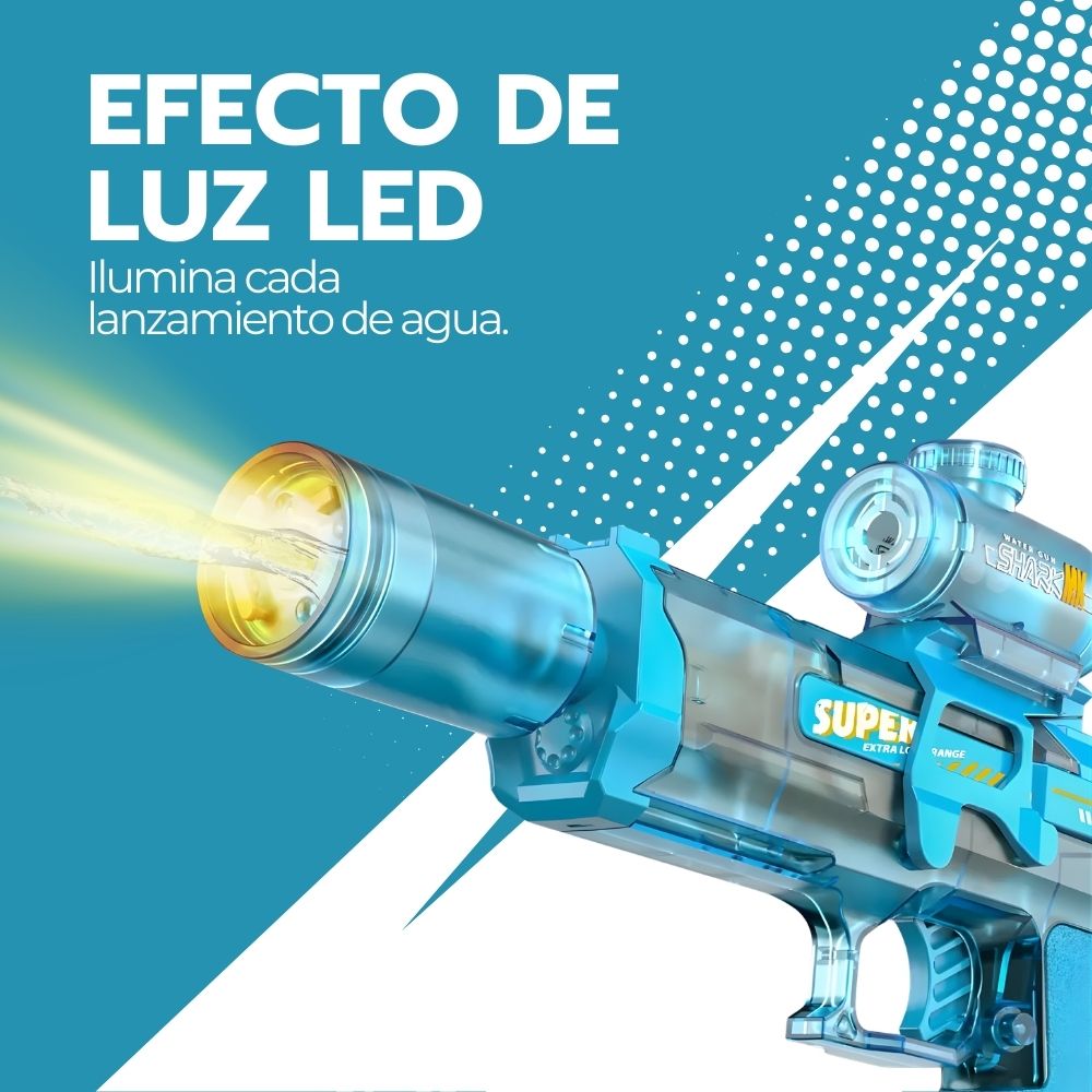Pistola de Agua Inalámbrica Recargable con Batería y luz