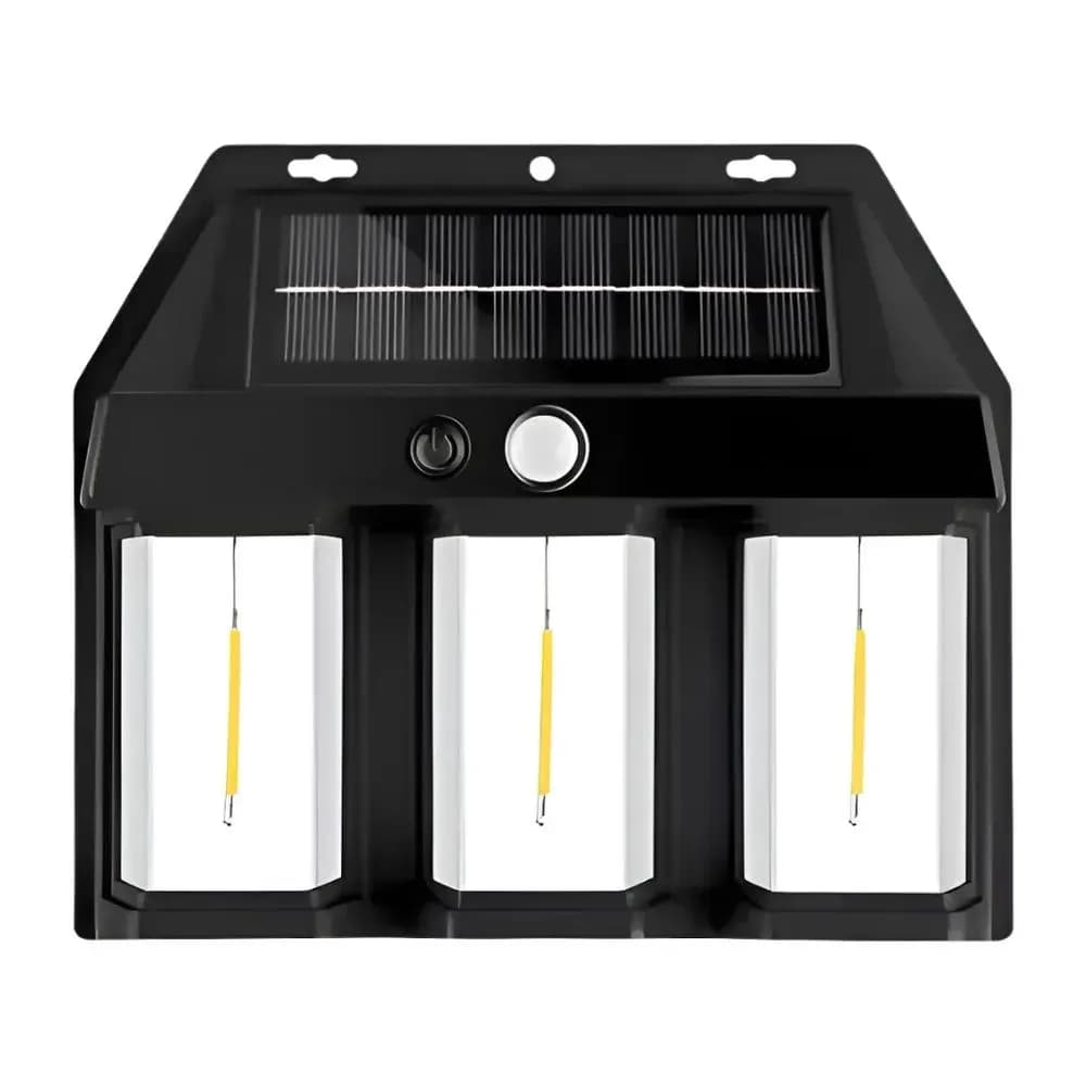 Farol Solar De Pared Sensor Movimiento Luz Cálida Exterior Negro — imagen 2