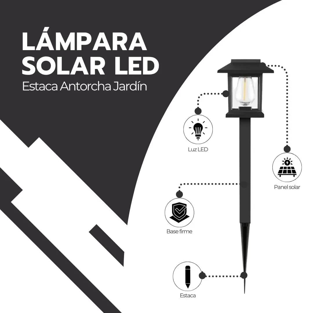 Lámpara Solar Led Estaca Estaca Jardín Parque Negro — imagen 3
