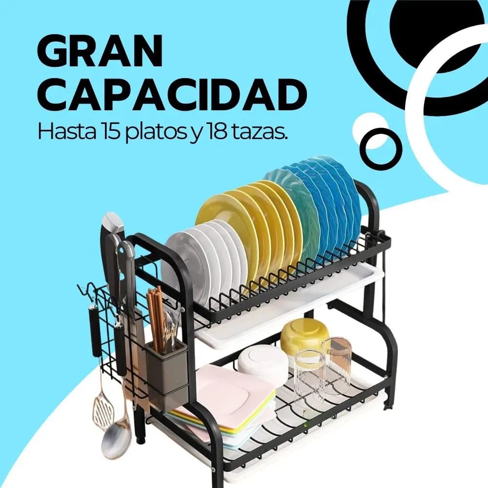 Secador Escurridor De Loza Platos 2 Niveles — imagen 6