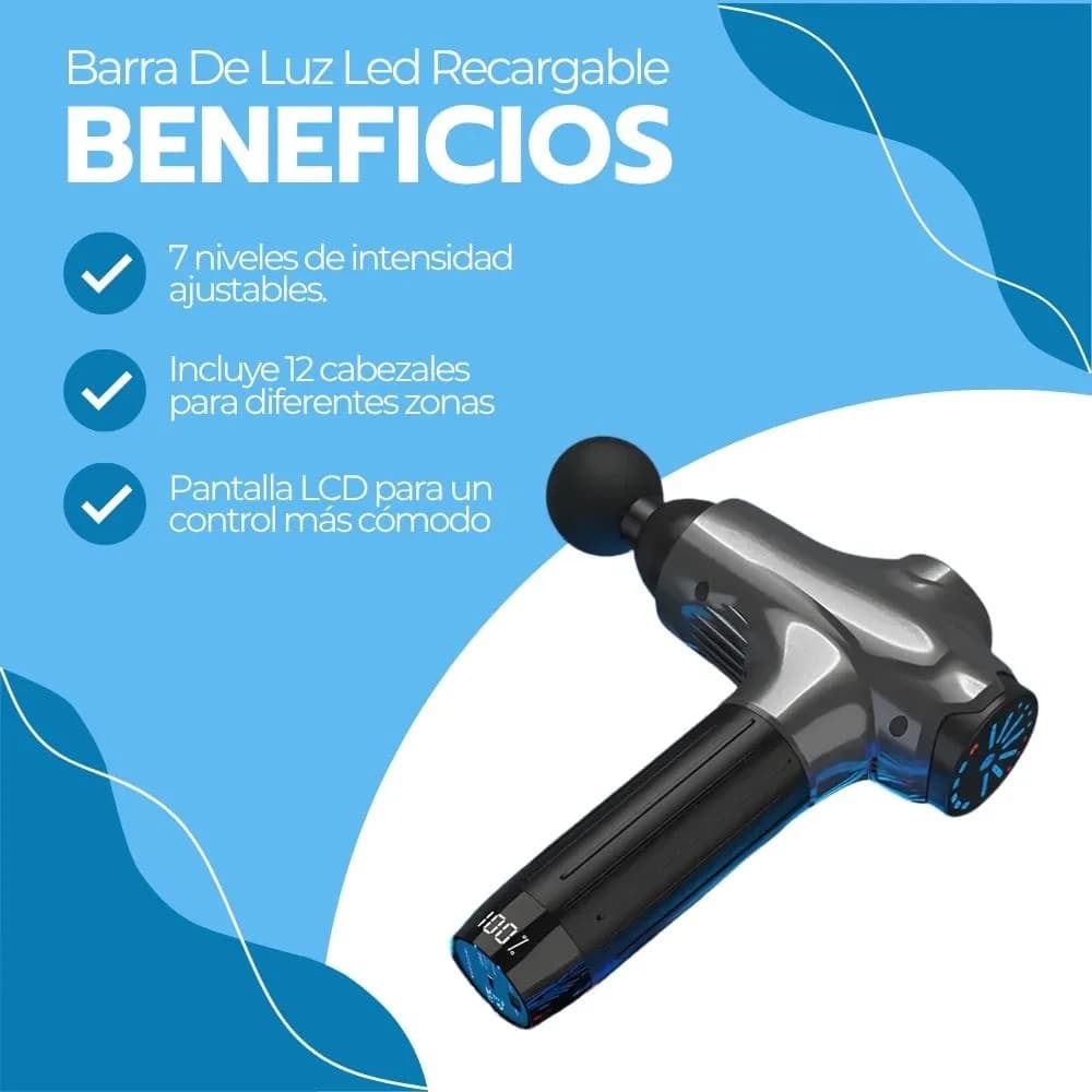 Masajedor Muscular Pistola Masaje Profesional Kine 12 Cabeza Gris — imagen 4