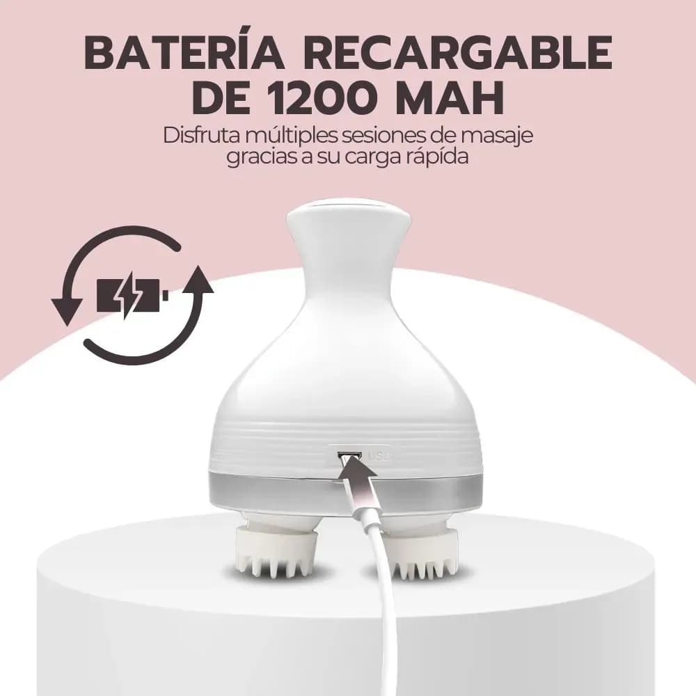 Masajeador Cabeza Eléctrico Inalámbrico Masajes Blanco — imagen 8