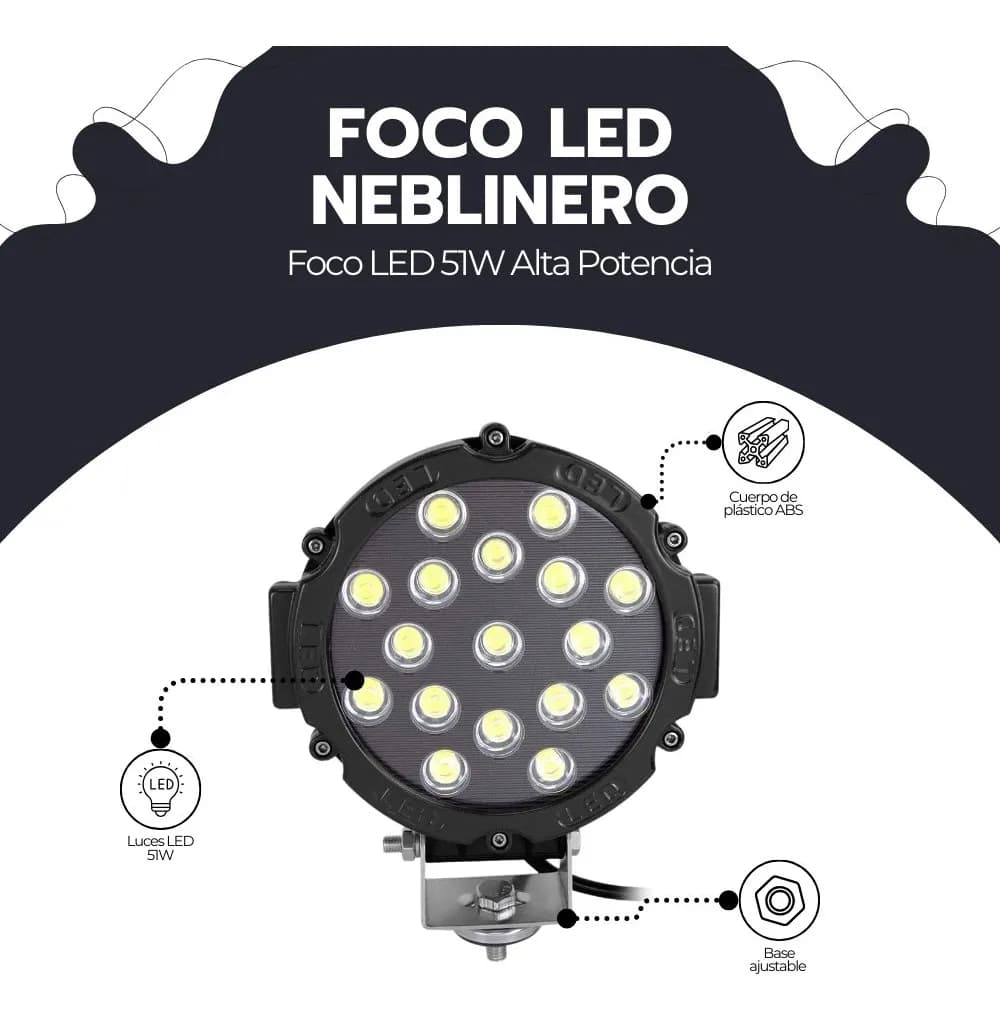 Foco Led 51w Alta Potencia Impermeable Con Base Universal — imagen 4